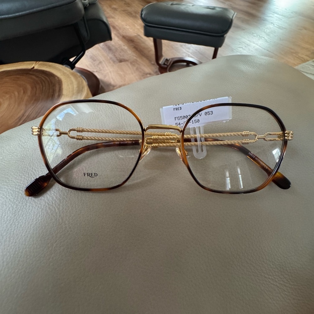 Luxury Fred Gold and Brown Eyeglasses